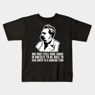 Nietzsche Chaos In Your Soul Quote Portrait Graphic Kids T-Shirt